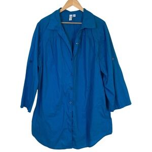 Swim365 Womens‎ Oversized Button Front Blue Coverup Shirt Size 22/24 Cotton